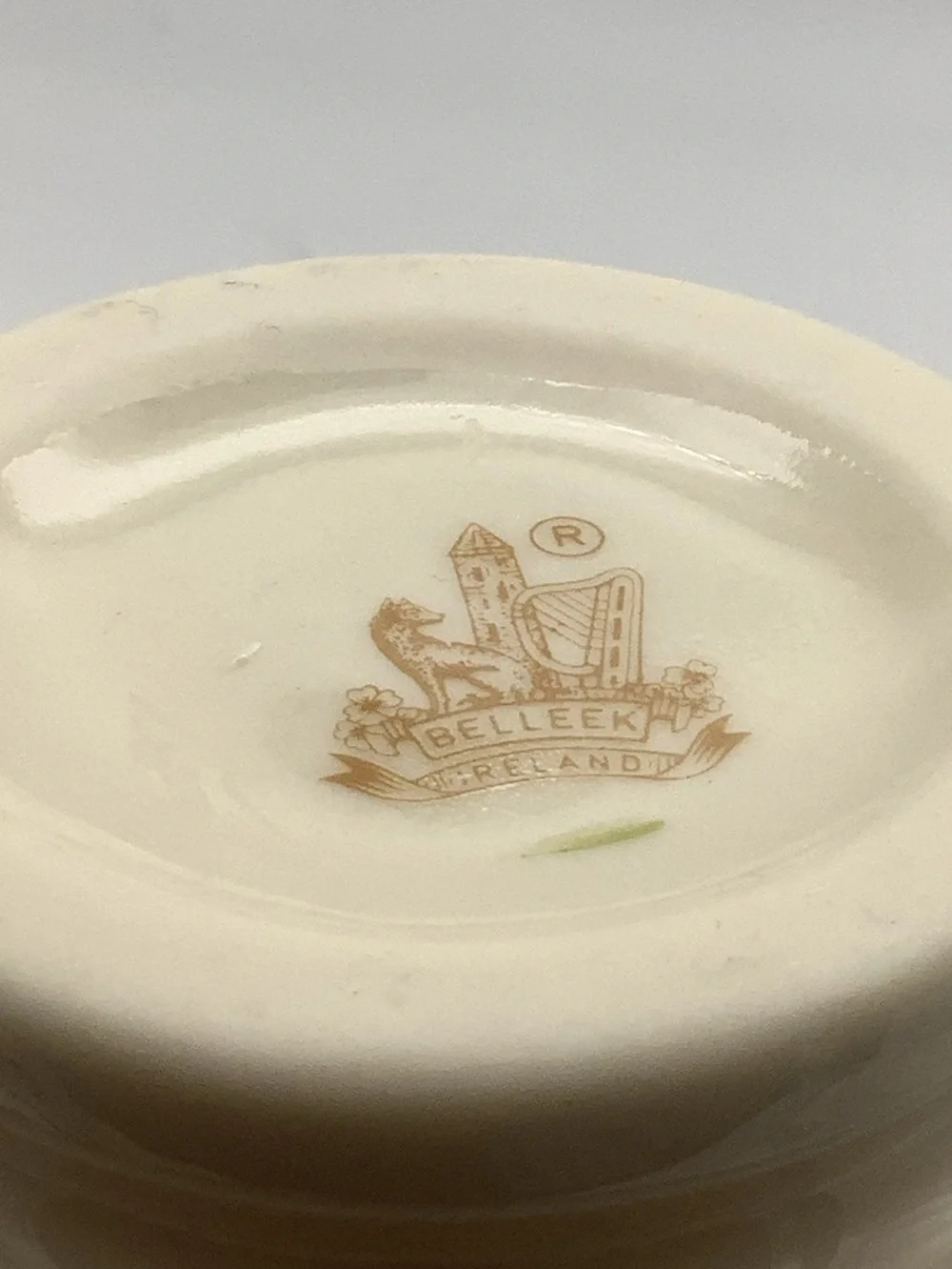 Vintage Belleek Irish Fluted Floral Vase